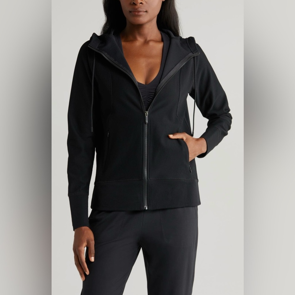 Women’s Zella Echo Ottoman Rib Zip Hoodie~ size M